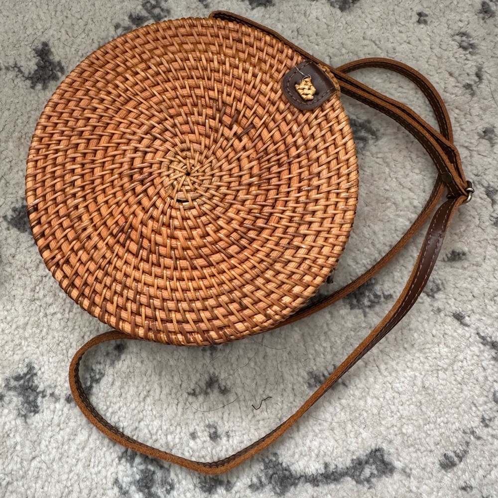 Brown Woven Crossbody Bag
